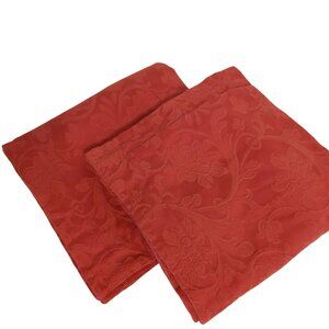 Pamela Kline Crimson Red Damask Pillow Shams Set of 2 Cotton 24x24 Square